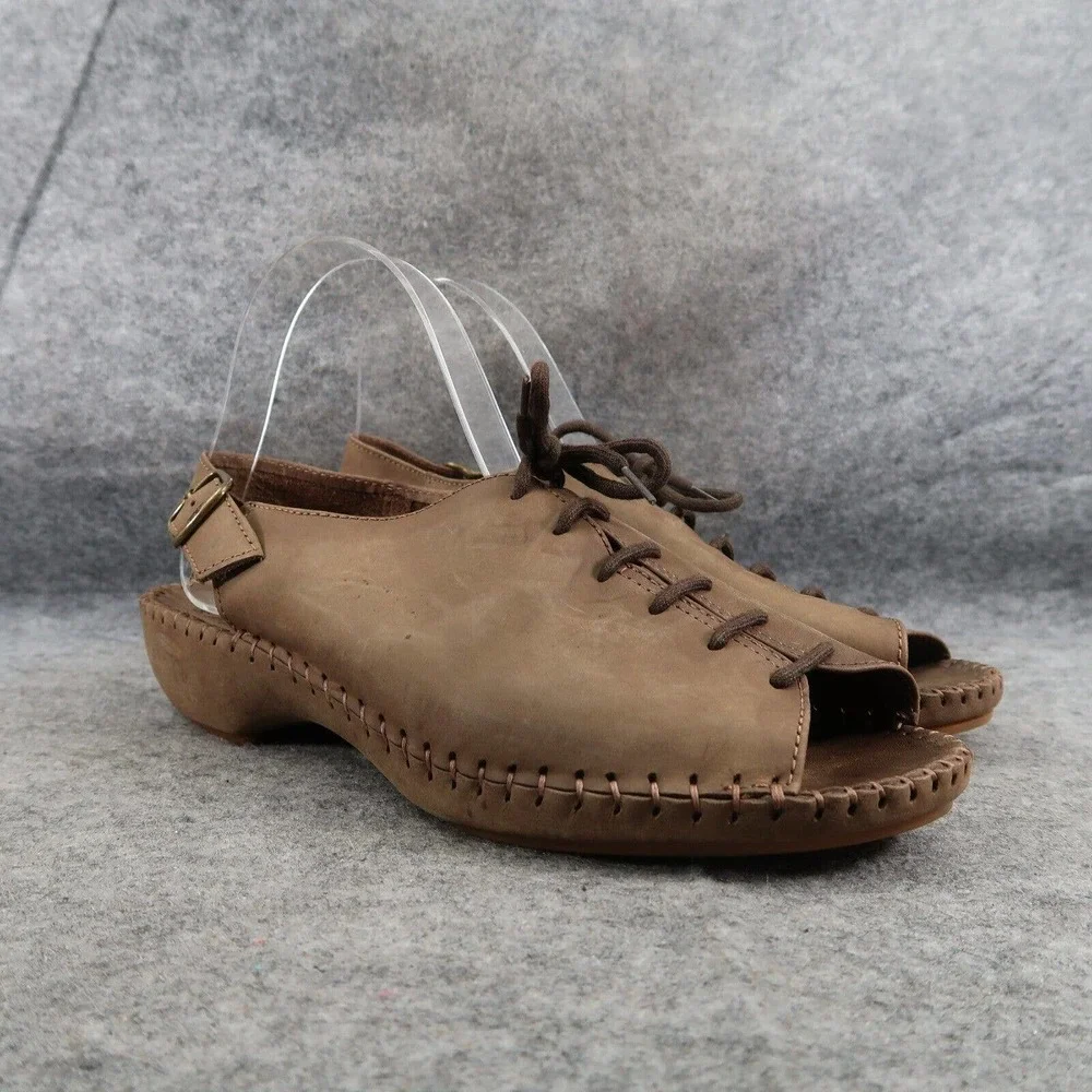 Natural Sport Shoes Women 10 Sandal Boho Fashion Leather Retro Lace Up Slingback